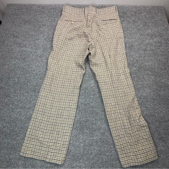 VTG Pendleton Wool Pants 32x29 60s 70s Beige Blue Plaid Check Trousers USA Made - Picture 14 of 16